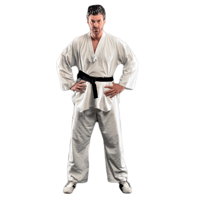 Reifer Mann im Taekwondoanzug